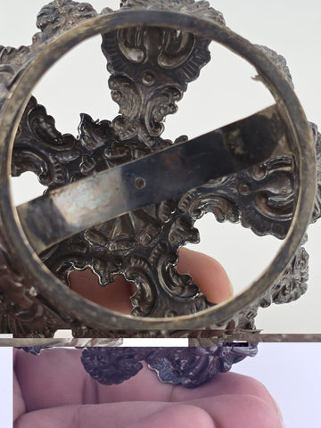 Rare Antique Spanish Colonial Silver Santo Madonna Crown Rare Cross Orb 19th C