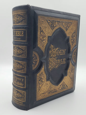 Rare Antique 1870's Illustrated Family Holy Bible W 1400 Engravings &Handwriting