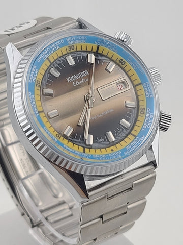 Vintage 42mm Kronoton Electra Men’s Watch working Lifetime Mainspring Date world