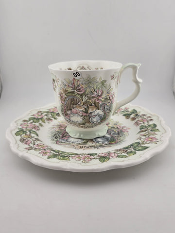 Vintage Brambly Hedge Royal Doulton “summer" Tea Cup & Plate. Cracked Cup.