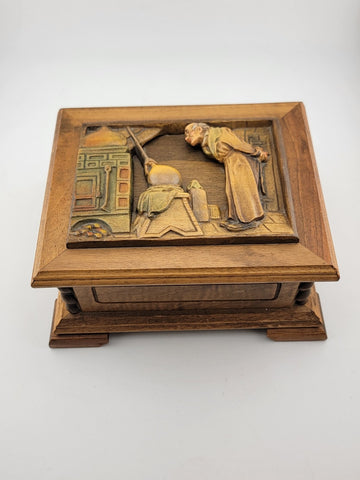 Rare Vintage Collectible Anri 3D Relief Carved Jewley Music Box. Working Cond.