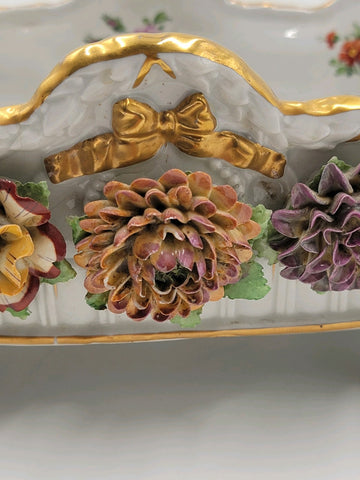 Antique 19th C Large Von Scheierholz German Porcelain Footed Center Bowl. Read.