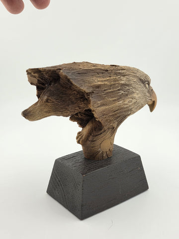 Rare Rick Cain Limited Edition "Pathways" 1001/2000 Carved Bald Eagle/Wolf