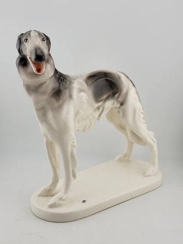 Rare Antique Original German porcelain Borzoi dog figurine 1928. by R. Steiner