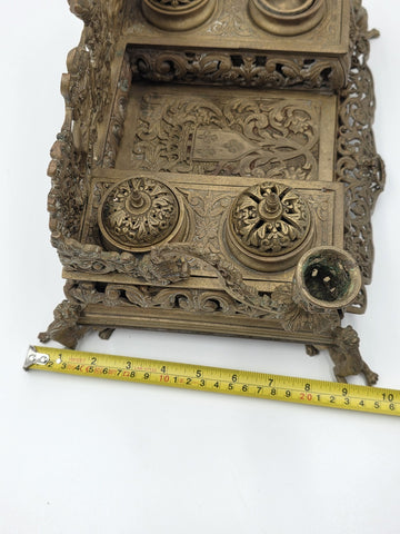 Antique 19th C Museum Quality Napoleon III French Gilt Bronze Figural Écritoire