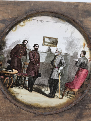 Rare Civil War Magic Lantern Slide Surrender of Robert E Lee to Ulysses S. Grant