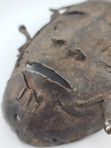 Antique Original Late 19th C. Edo (Benin) Style Cast Bronze Ritual Mask, Nigeria