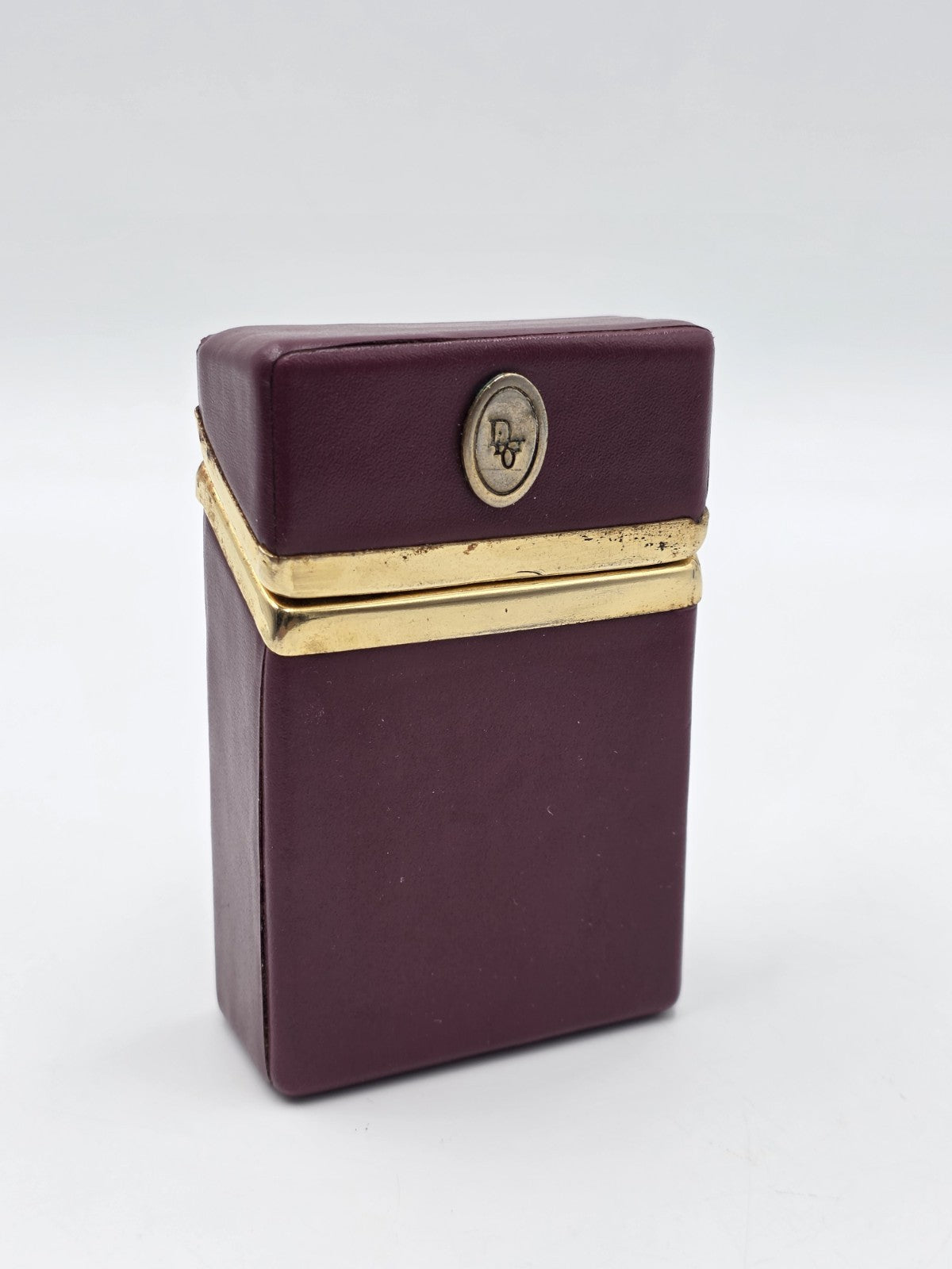 Rare Vintage Christian Dior Leather Monogram Cigarette Case Holder 1970s.