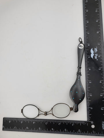 Antique 19th Century Gunmetal Foldable Opera Pocket Spectacles. Excellent Cond.