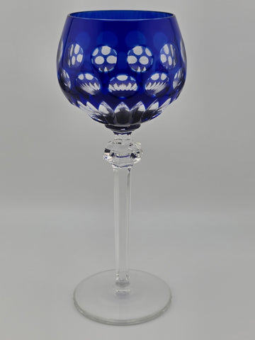 Rare Set Of 3 Vintage Barthmann Leaded Crystal Wine Cut-to-Clear Glasses.