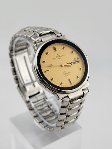 Vintage Baume Mercier Riviera Watch Octagonal Case Silver Plated Stainless Steel