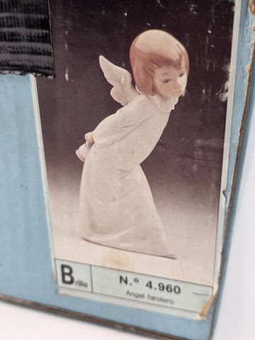 Lladro #4960 Curious Angel With Lantern Porcelain Figurine Spain Original Box