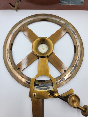 Rare 6" single arm protractor by Tamaya, Japan W Original Wooden Case & 12x Loop