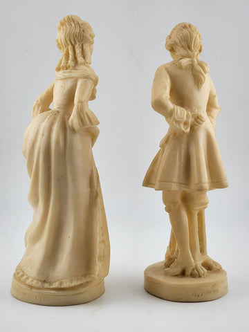Vintage A. Santini Sculpture Colonial Victorian Man Woman Couple Signed Italy