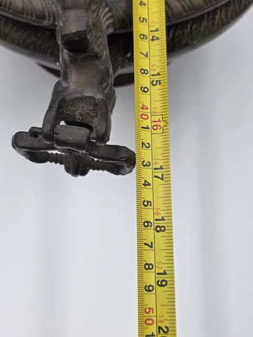 Rare Antique Bronze Centerpiece Jardiniere W Mythical Seahorse & Ring Handles.