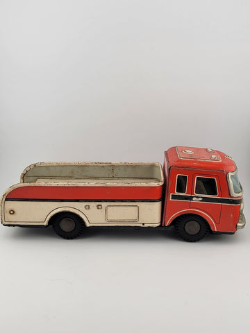 Vintage Yonezawa Tin Friction Barrel Truck 10.5inches Long - Untested.