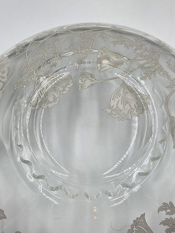 Sterling Silver Overlay Glass Bowl/ Plate Silver Edge excellent Cond. 12.5 Inch