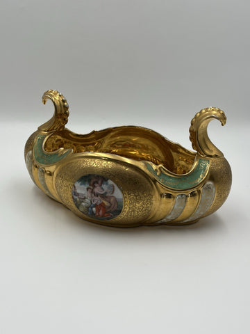 Gilded Le Mieux  China Gondola Bowl Hand Painted 24K Gold - Europe 1936-1939