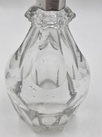 Rare Antique French Baccarat Crystal & Sterling Silver HARCOURT Whiskey Decanter