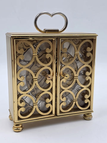 Ultra Rare Arthur Imhof Swiss 8 Day 15 J Gilt Brass Clock Pierced Doors. Works