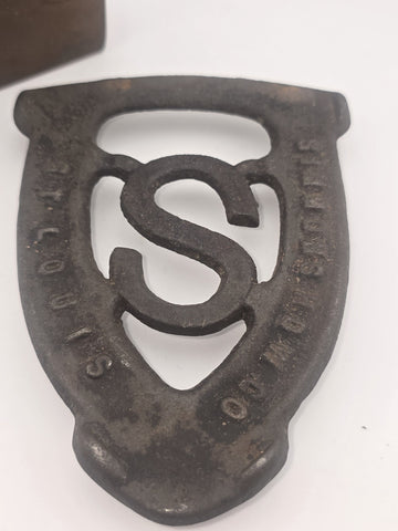 Antique Sad Cast Iron Door Stop St Louis Handle