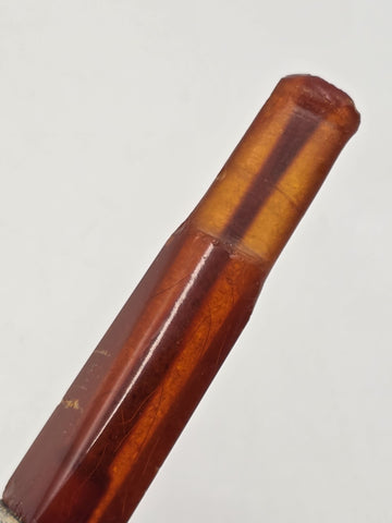 Antique Meerschaum Tobacco Pipe Sterling Silver Mount Cognac Amber Stem c.1890