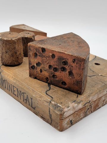 Antique 19th C One Of A Kind English & Continental Wooden Cheese Display Board.