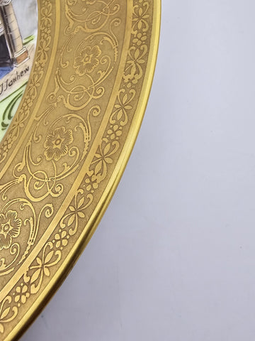 VINTAGE GERMAN LORENZ HUTSCHENREUTHER PORCELAIN 9.5" PLATES. 24k Gold Plated.