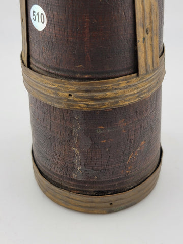 ANTIQUE TRIBAL ART JUG CANTEEN WOOD METAL AFRICA ETHIOPIA OROMO PEOPLE