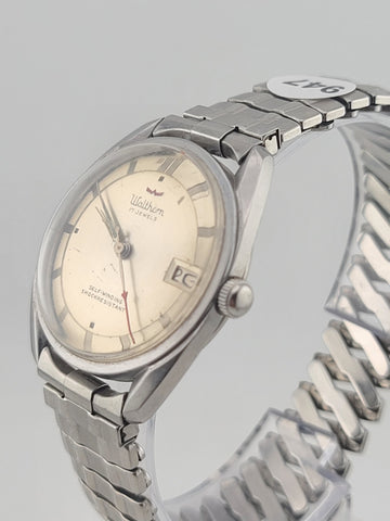 Vtg Waltham Men's Automatic Self-winding Watch 17 Jewels Date 2 tone Hands Runs