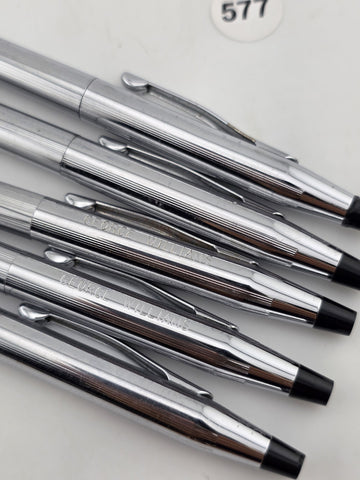 SET Of 5 GORGEOUS HIGH QUALITY SLIM CROSS POLISHED SILVER PENS AND PENCILS. READ
