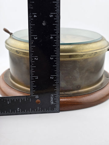 Antique Smiths Empire WWII Brass Marine Bulkhead Clock England Roman Dial. Works