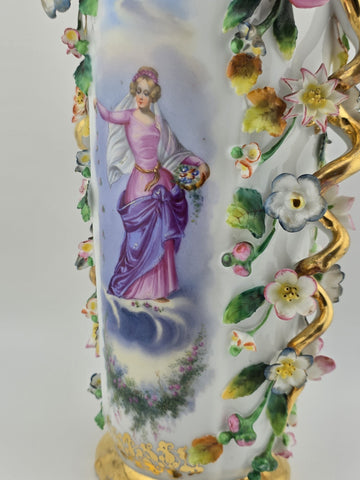 Rare Antique 19th C Jacob Petit Old Vieux Paris Porcelain Rococo 12 7/8" Vase