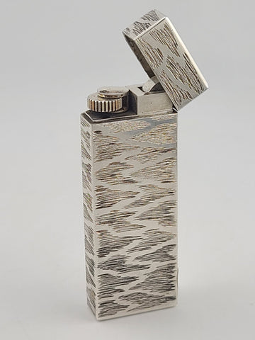 Rate Vintage Cartier Paris 30 Micron Silver Plated Gas Lighter, Bark Design Read