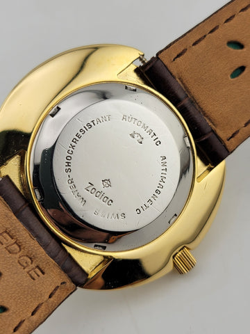 Rare Vintage 1970’s Mechanical Gold Tone Zodiac UFO Date Watch. Working Cond.