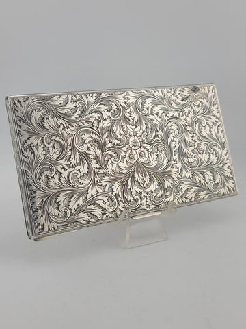 Amazing Antique European 800 Silver Cigarette Case Deep Hand Engraving 203 g.