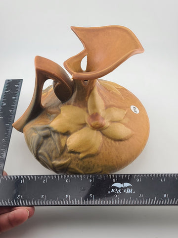 Vtg Roseville Made In The USA Pottery Clematis Ewer Pitcher 16.6 Mold 6" Tall