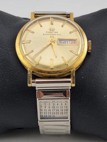 Vintage CIMEQA Agromatic 25 Men’s Watch. Gold Tone, Manual Movement SWISS. Works