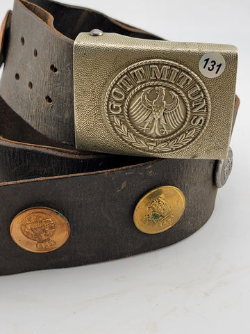 Antique Original WWI Imperial German "Hate Belt" with Buttons & Buckle. 34 inch