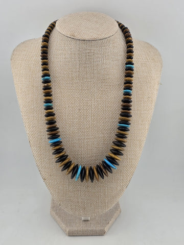 Jay King DTR Black Onyx, Tiger Eye and Turquoise Disc Sterling Necklace.