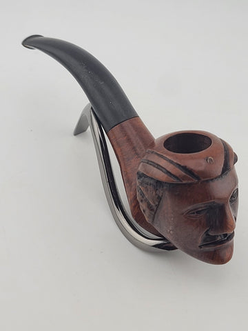 Vintage Italian Handmade Figural Carved Briar Tobacco Pipe Face Head Made Italy