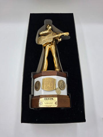 RARE EMPTY NEWM CCORMICK ELVIS PRESLEY 50TH BIRTHDAY XL 18" DECANTER MUSIC BOX