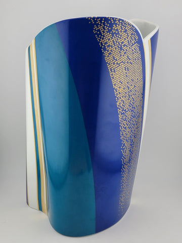 Vintage Large Barbara Brenner Porcelain Vase  Blue Spirit for Rosenthal. 10 Inch