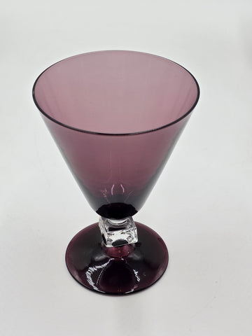 ANTIQUE SET OF 7 MID CENTURY MOD BRYCE WILMINGTON AMETHYST 5 1/2" WINE GLASSES.