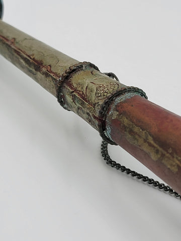 Rare 19th C Antique OOK Tibetan Buddhist Monastery Copper DungChen Instrument.