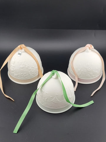 Set Of 3 Vintage Lladro Collector's Society Porcelain Bell: Summer #17614 1992