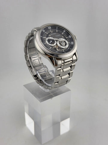 Bulova BVA 21-Jewels Skeleton Dial Men's Watch 96A119 Stainless Steel. Working.