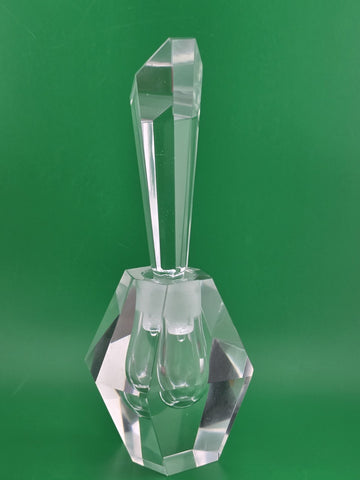 GORGEOUS ELEGANT LARGE ART DECO FACETED CRYSTAL PERFUME PERFUME/SCENT BOTTLE.