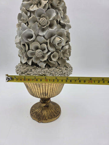 Vintage Large Italian Porcelain Floral Topiary Urn Capodimonte Style 17.5". Read