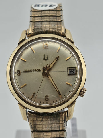 Vintage 1969 Bulova Accutron M9 14KT Gold Filled Tuning Fork Date Watch. Works.